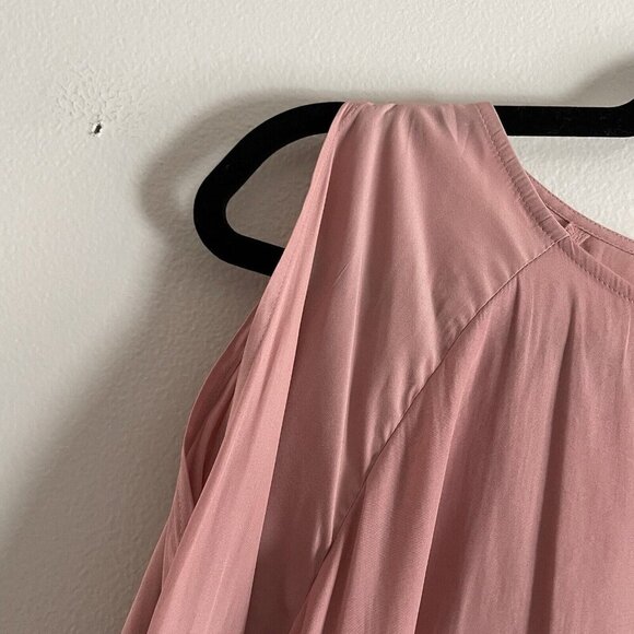 J.Jill Women Size S Pink Rose Round Neck Bell Sleeves Cold Shoulder Blouse - Picture 5 of 9